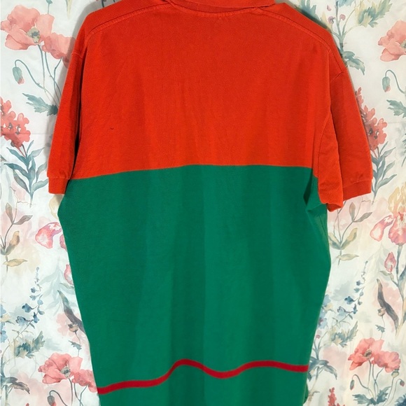 Vintage Polo by Ralph Lauren Men's Orange and Green Polo Shirt - Picture 7 of 10